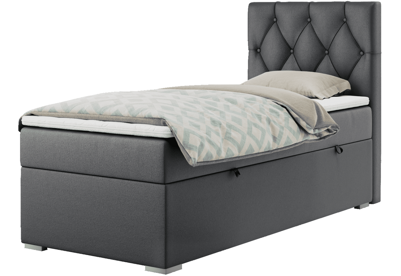 Łóżko kontynentalne ALDA 90x200 - H3 - ciemnoszary, ekoskóra - strona prawa