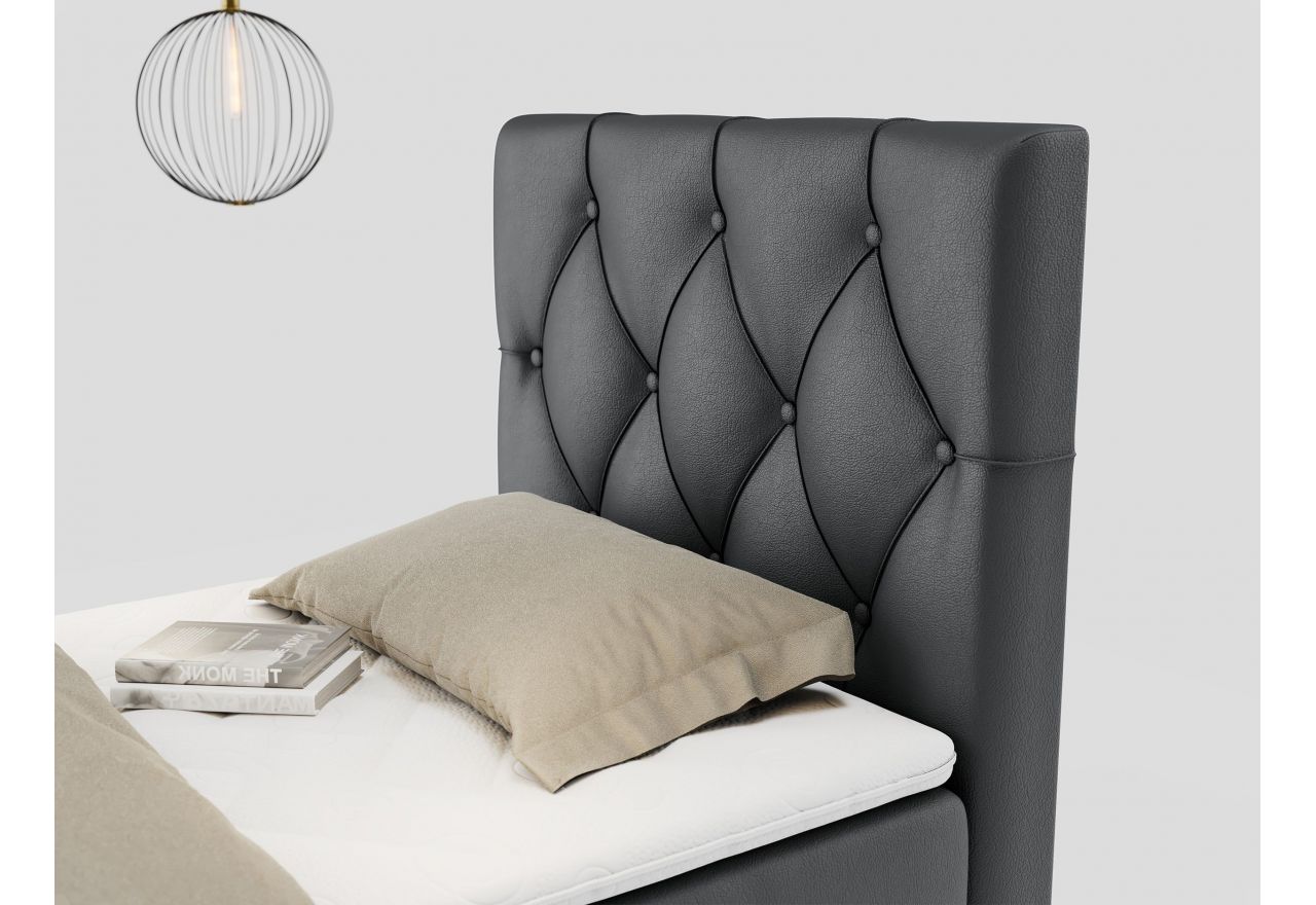 Łóżko kontynentalne ALDA 90x200 - H3 - ciemnoszary, ekoskóra - strona prawa