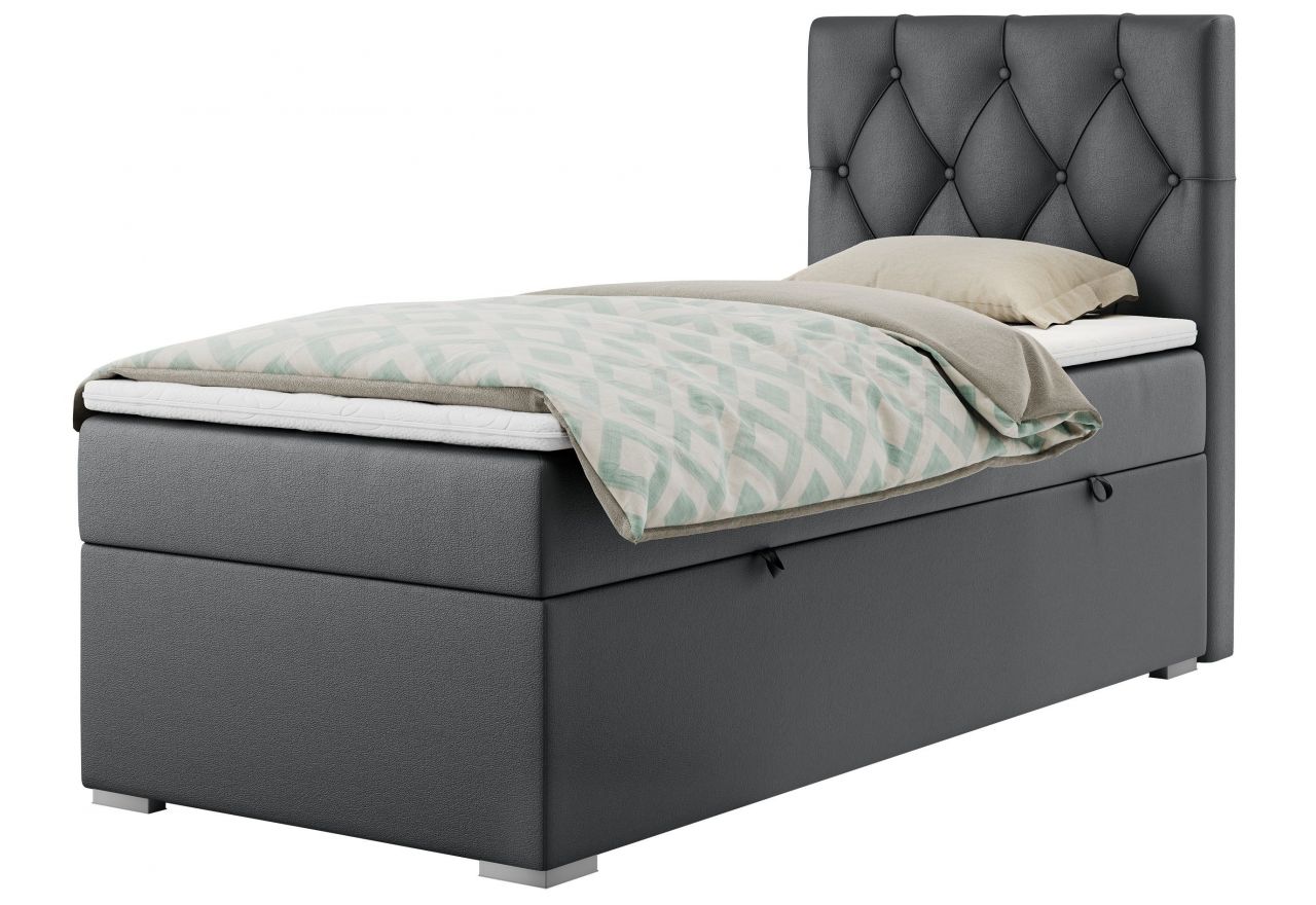 Łóżko kontynentalne ALDA 90x200 - H3 - ciemnoszary, ekoskóra - strona prawa