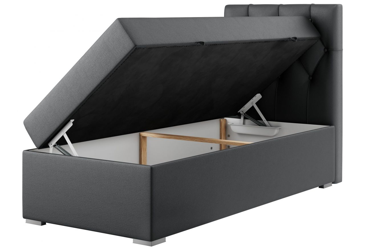 Łóżko kontynentalne ALDA 90x200 - H3 - ciemnoszary, ekoskóra - strona prawa