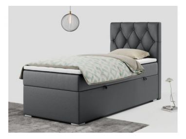 Łóżko kontynentalne ALDA 90x200 - H4 - ciemnoszary, ekoskóra - strona prawa