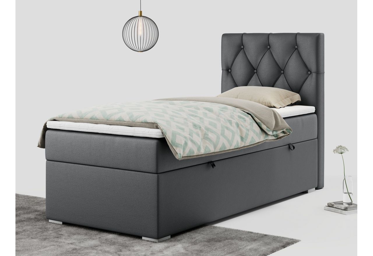 Łóżko kontynentalne ALDA 90x200 - H4 - ciemnoszary, ekoskóra - strona prawa