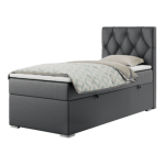 Łóżko kontynentalne ALDA 90x200 - H4 - ciemnoszary, ekoskóra - strona prawa