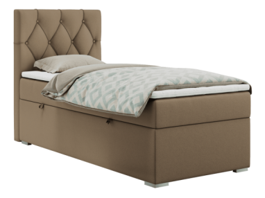 Łóżko kontynentalne ALDA 90x200 - H3 - brązowy, ekoskóra - strona lewa