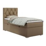 Łóżko kontynentalne ALDA 90x200 - H3 - brązowy, ekoskóra - strona lewa