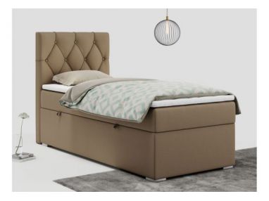 Łóżko kontynentalne ALDA 90x200 - H4 - brązowy, ekoskóra - strona lewa