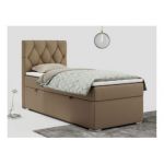 Łóżko kontynentalne ALDA 90x200 - H4 - brązowy, ekoskóra - strona lewa