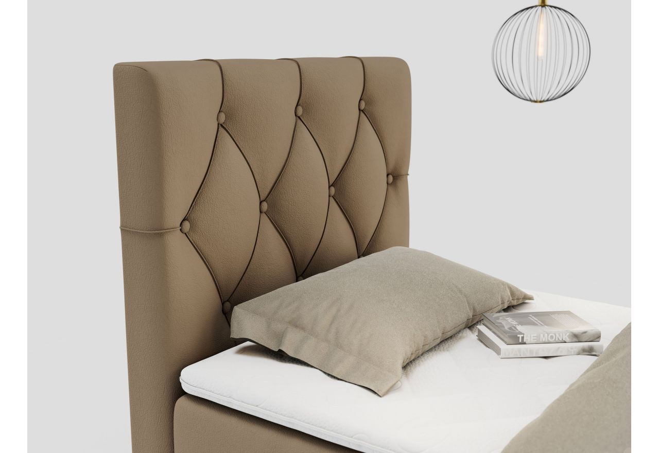 Łóżko kontynentalne ALDA 90x200 - H4 - brązowy, ekoskóra - strona lewa