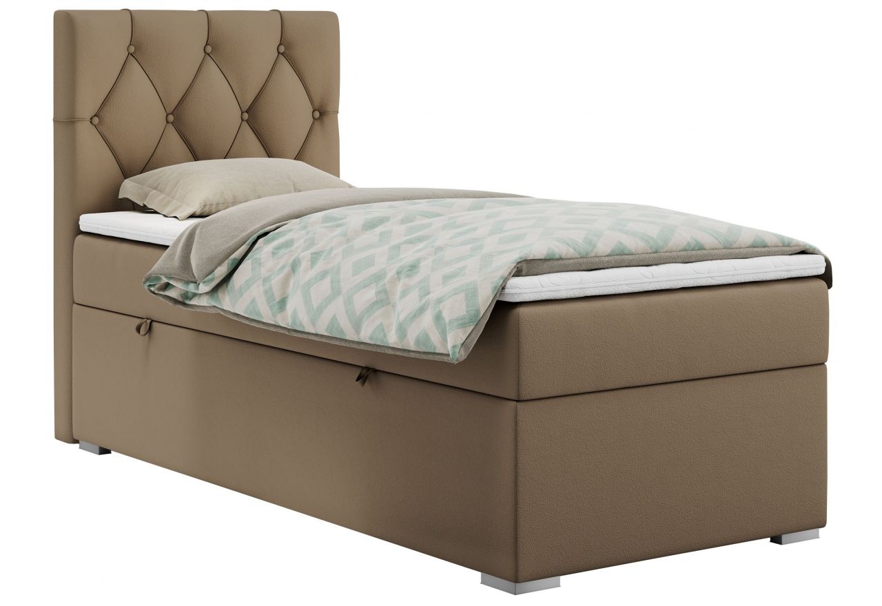 Łóżko kontynentalne ALDA 90x200 - H4 - brązowy, ekoskóra - strona lewa