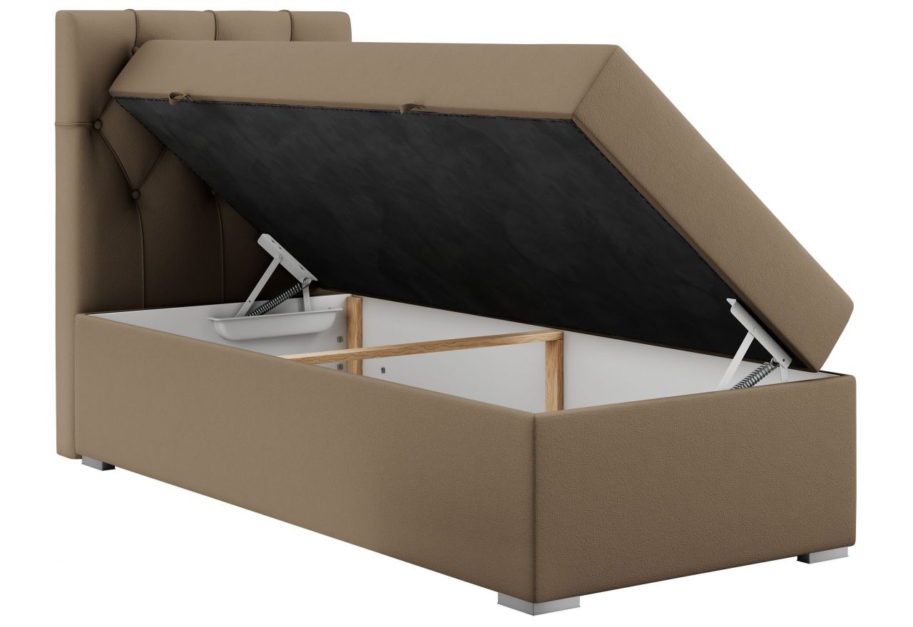 Łóżko kontynentalne ALDA 90x200 - H4 - brązowy, ekoskóra - strona lewa