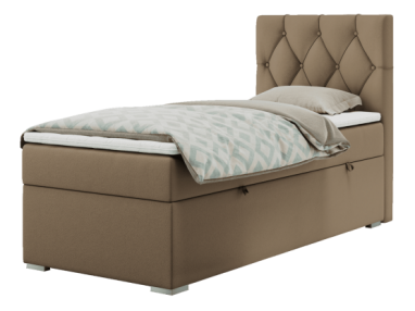 Łóżko kontynentalne ALDA 90x200 - H3 - brązowy, ekoskóra - strona prawa