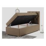 Łóżko kontynentalne ALDA 90x200 - H3 - brązowy, ekoskóra - strona prawa