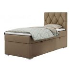 Łóżko kontynentalne ALDA 90x200 - H3 - brązowy, ekoskóra - strona prawa