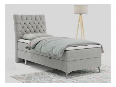 Łóżko kontynentalne MILEN 90x200 - H3 - jasnoszary, struktura - strona lewa