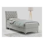 Łóżko kontynentalne MILEN 90x200 - H3 - jasnoszary, struktura - strona lewa