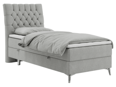 Łóżko kontynentalne MILEN 90x200 - H3 - jasnoszary, struktura - strona lewa