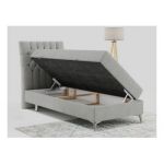 Łóżko kontynentalne MILEN 90x200 - H3 - jasnoszary, struktura - strona lewa