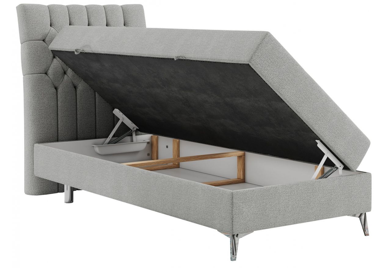 Łóżko kontynentalne MILEN 90x200 - H3 - jasnoszary, struktura - strona lewa