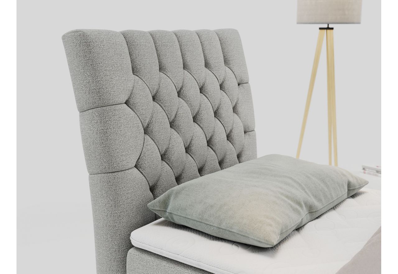 Łóżko kontynentalne MILEN 90x200 - H4 - jasnoszary, struktura - strona lewa