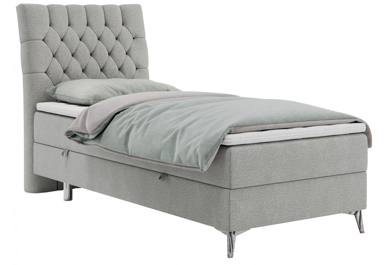 Łóżko kontynentalne MILEN 90x200 - H4 - jasnoszary, struktura - strona lewa