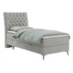 Łóżko kontynentalne MILEN 90x200 - H4 - jasnoszary, struktura - strona lewa