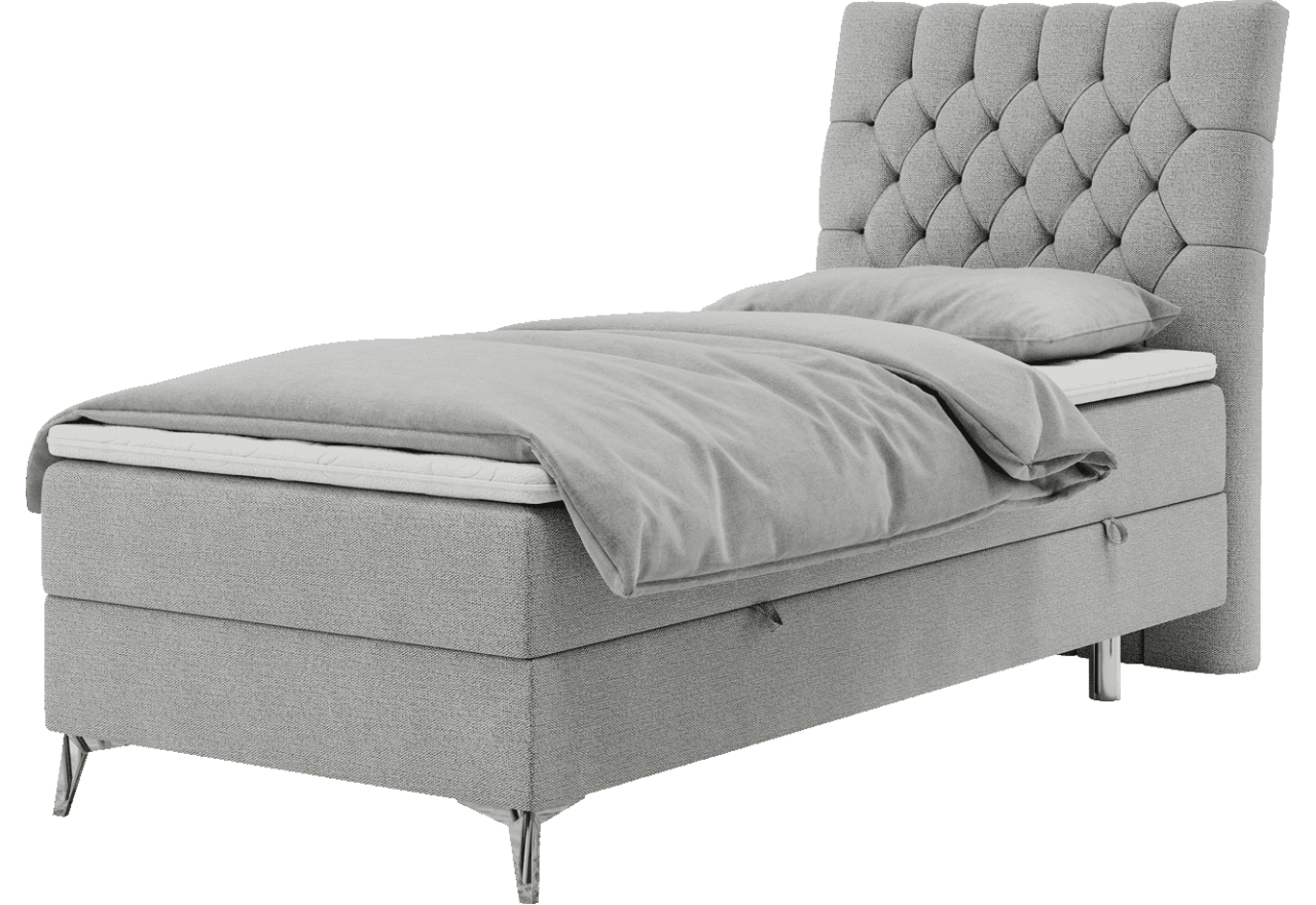 Łóżko kontynentalne MILEN 90x200 - H3 - jasnoszary, struktura - strona prawa