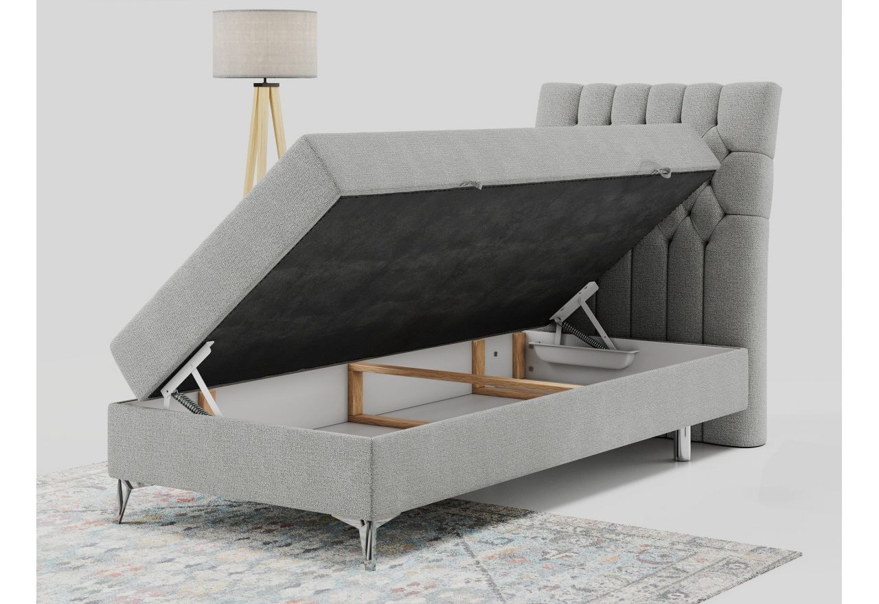 Łóżko kontynentalne MILEN 90x200 - H3 - jasnoszary, struktura - strona prawa