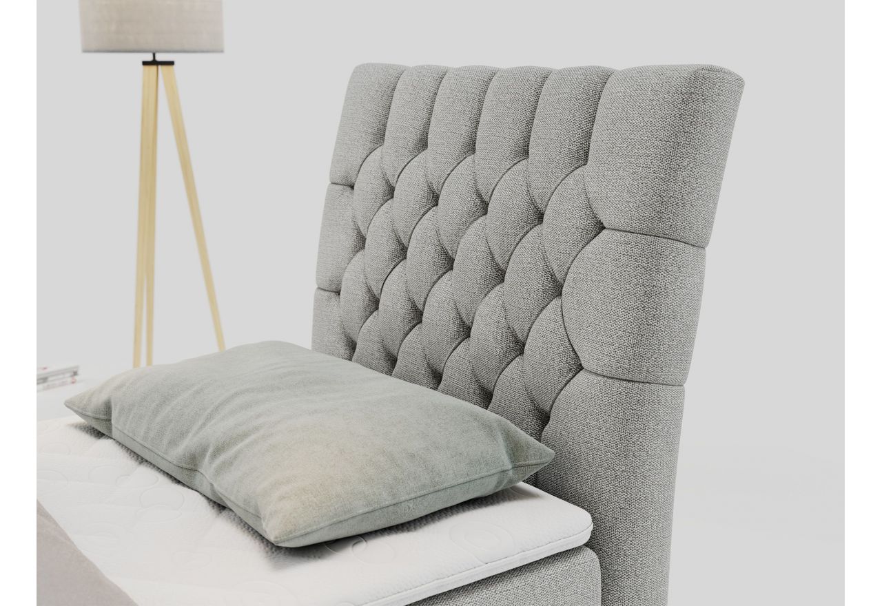 Łóżko kontynentalne MILEN 90x200 - H3 - jasnoszary, struktura - strona prawa