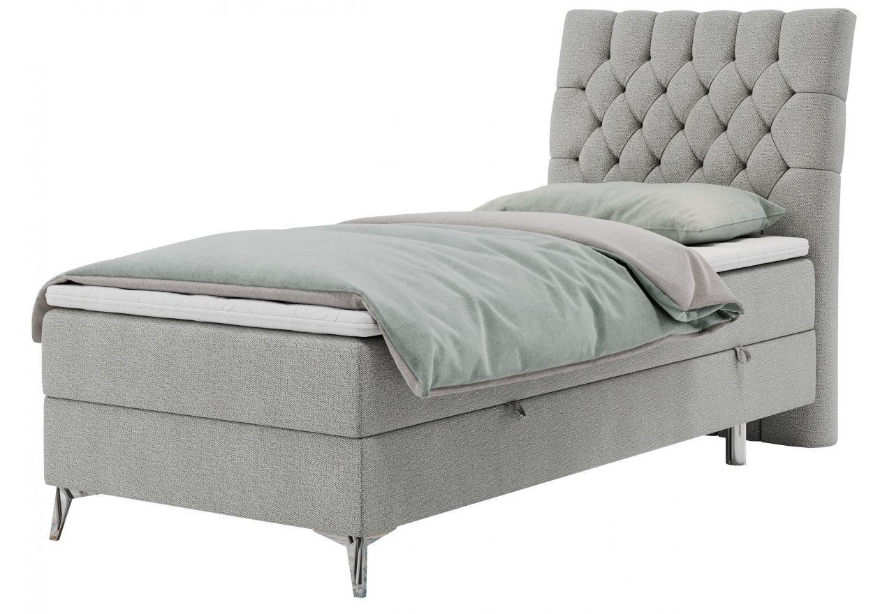 Łóżko kontynentalne MILEN 90x200 - H3 - jasnoszary, struktura - strona prawa