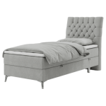 Łóżko kontynentalne MILEN 90x200 - H4 - jasnoszary, struktura - strona prawa