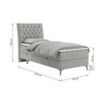 Łóżko kontynentalne MILEN 90x200 - H4 - jasnoszary, struktura - strona prawa