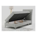 Łóżko kontynentalne MILEN 90x200 - H4 - jasnoszary, struktura - strona prawa