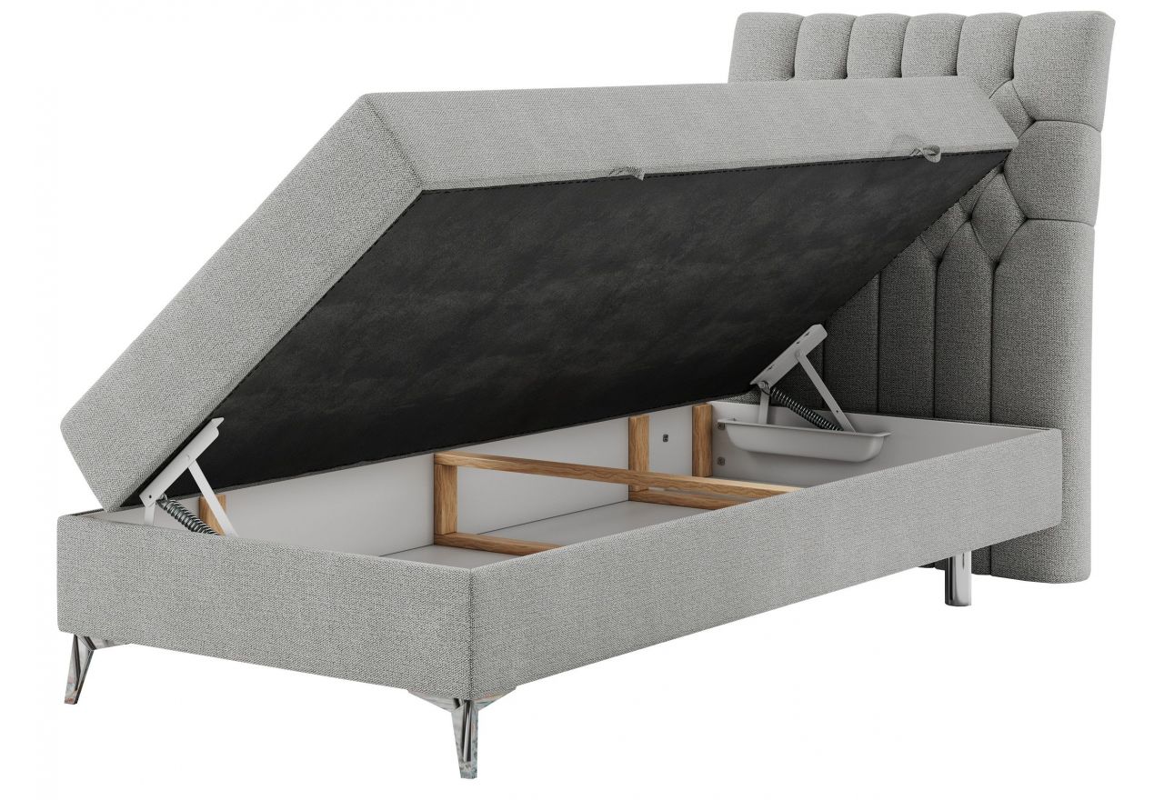 Łóżko kontynentalne MILEN 90x200 - H4 - jasnoszary, struktura - strona prawa