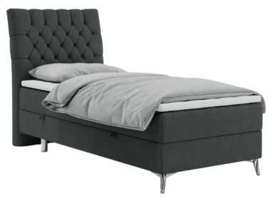 Łóżko kontynentalne MILEN 90x200 - H3 - ciemnoszary, struktura - strona lewa