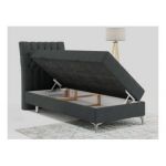 Łóżko kontynentalne MILEN 90x200 - H3 - ciemnoszary, struktura - strona lewa