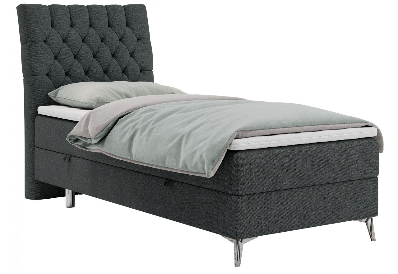 Łóżko kontynentalne MILEN 90x200 - H3 - ciemnoszary, struktura - strona lewa