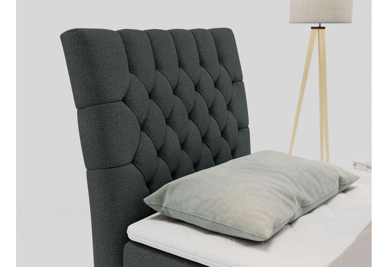 Łóżko kontynentalne MILEN 90x200 - H4 - ciemnoszary, struktura - strona lewa