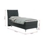 Łóżko kontynentalne MILEN 90x200 - H3 - ciemnoszary, struktura - strona prawa