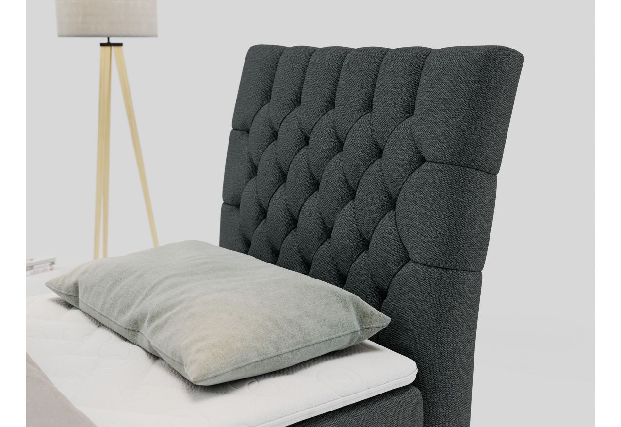 Łóżko kontynentalne MILEN 90x200 - H3 - ciemnoszary, struktura - strona prawa