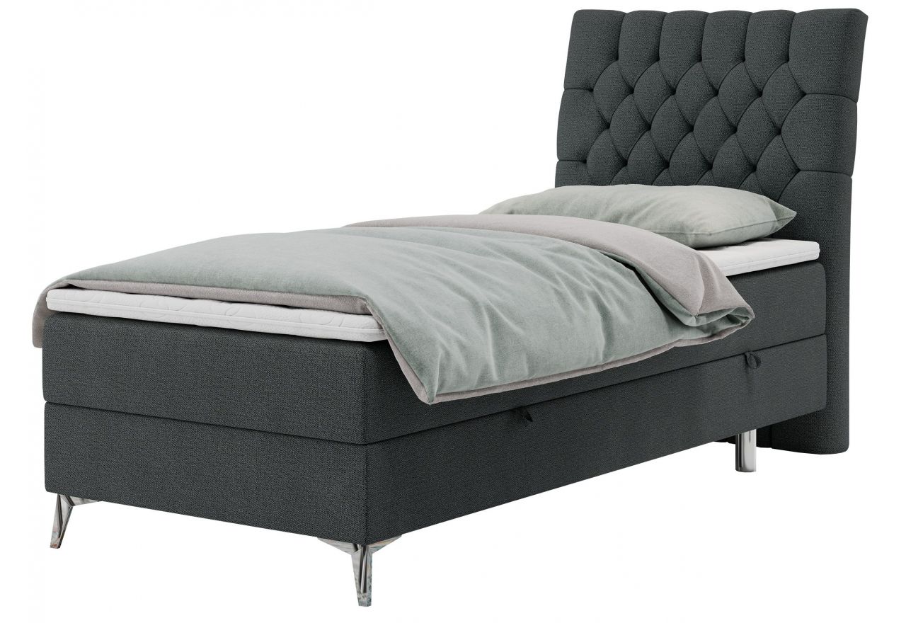 Łóżko kontynentalne MILEN 90x200 - H3 - ciemnoszary, struktura - strona prawa