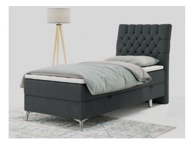 Łóżko kontynentalne MILEN 90x200 - H4 - ciemnoszary, struktura - strona prawa