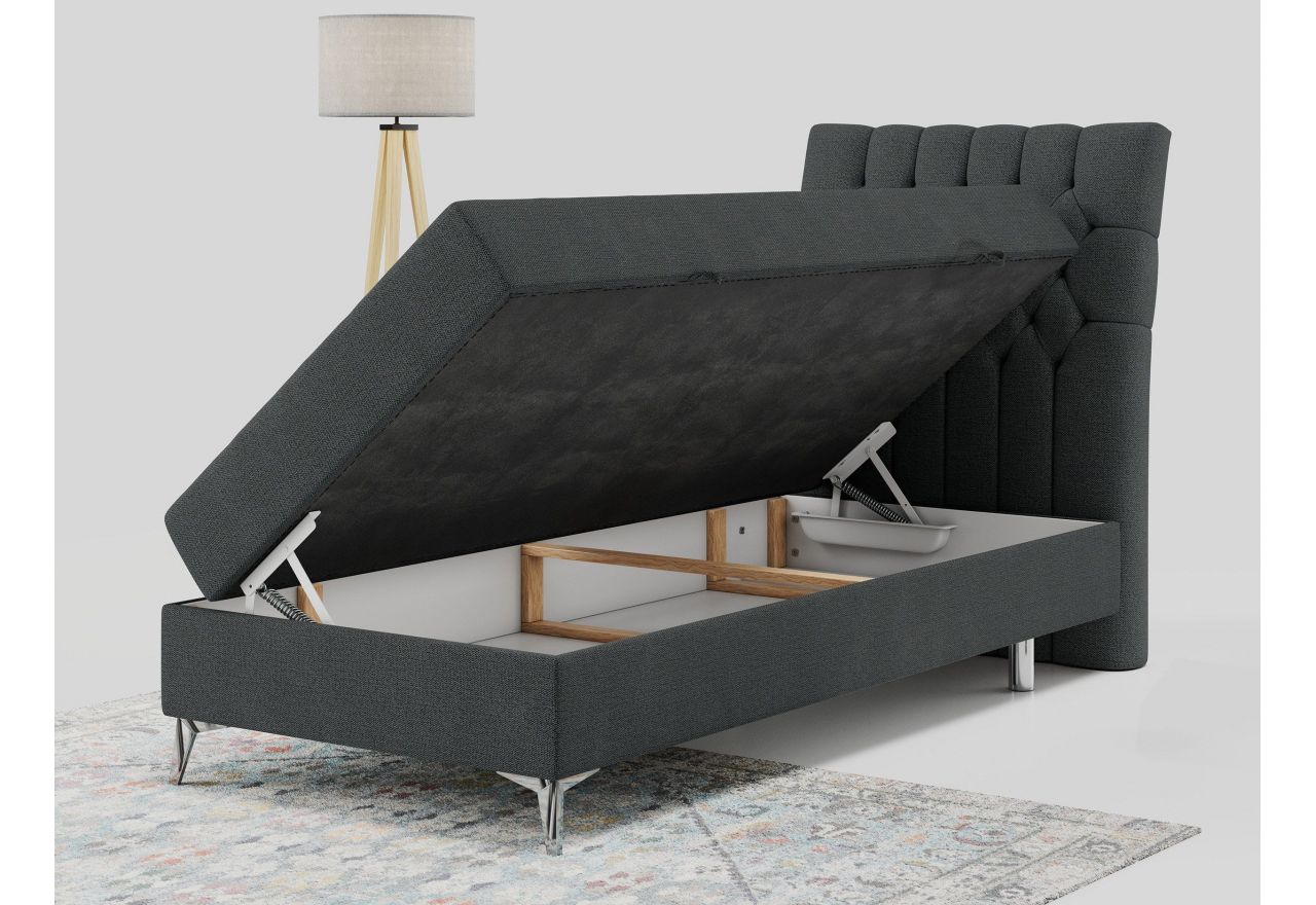 Łóżko kontynentalne MILEN 90x200 - H4 - ciemnoszary, struktura - strona prawa