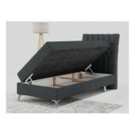 Łóżko kontynentalne MILEN 90x200 - H4 - ciemnoszary, struktura - strona prawa