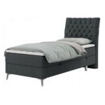 Łóżko kontynentalne MILEN 90x200 - H4 - ciemnoszary, struktura - strona prawa