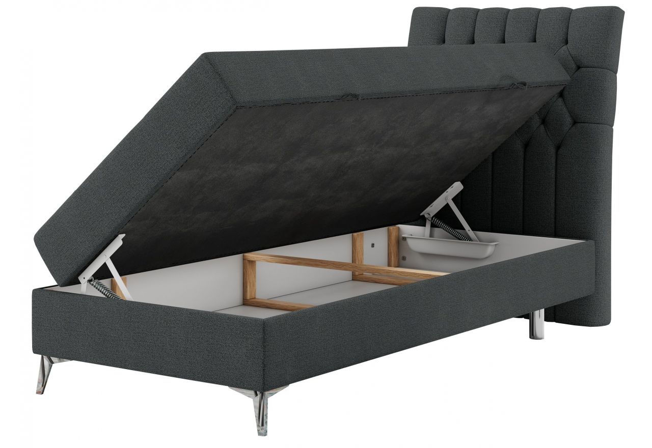 Łóżko kontynentalne MILEN 90x200 - H4 - ciemnoszary, struktura - strona prawa