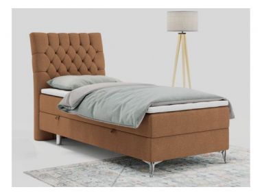 Łóżko kontynentalne MILEN 90x200 - H3 - pomarańczowy, struktura - strona lewa