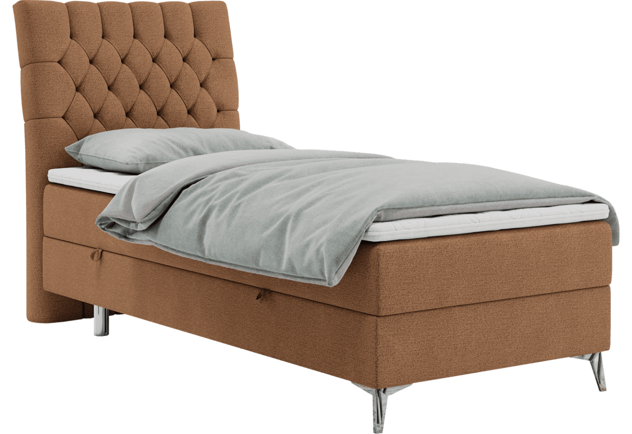 Łóżko kontynentalne MILEN 90x200 - H3 - pomarańczowy, struktura - strona lewa