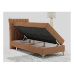 Łóżko kontynentalne MILEN 90x200 - H3 - pomarańczowy, struktura - strona lewa