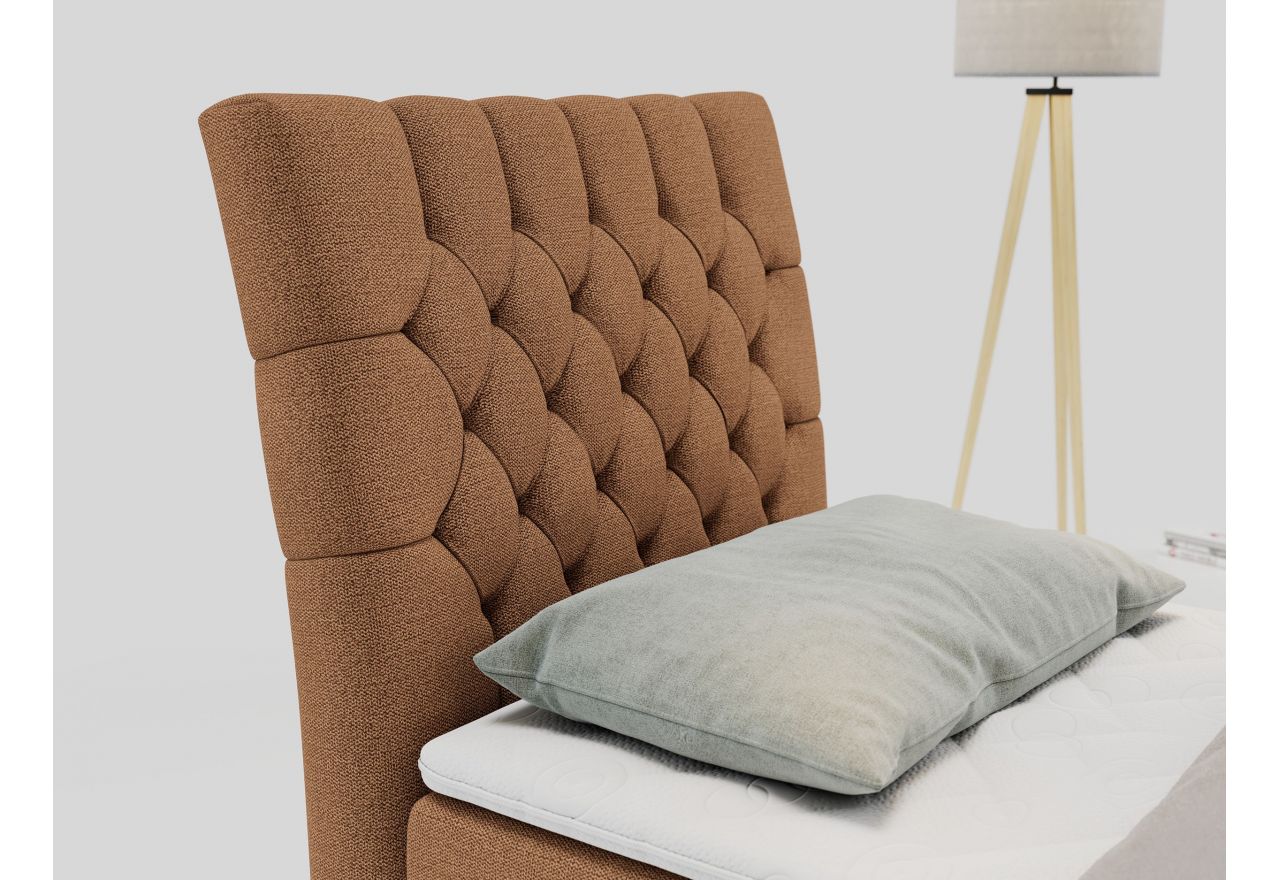 Łóżko kontynentalne MILEN 90x200 - H3 - pomarańczowy, struktura - strona lewa