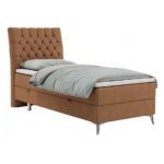 Łóżko kontynentalne MILEN 90x200 - H3 - pomarańczowy, struktura - strona lewa